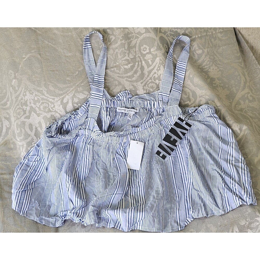 Hyfve Striped Blue Crop Tank Blouse Sz LG
